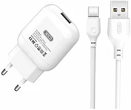 Мережевий зарядний пристрій XO L37 2.1a home charger + USB-C cable white