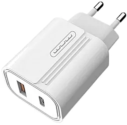 Сетевое зарядное устройство WUW C141 20w PD USB-C/USB-A ports charger white - миниатюра 2