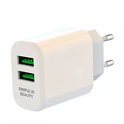 Сетевое зарядное устройство XO L85C 2.4a 2xUSB-A ports charger + USB-C cable white - миниатюра 2