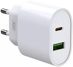 Мережевий зарядний пристрій з швидкою зарядкою XO L81A 20w PD USB-C/USB-A ports charger white