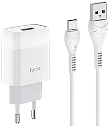 Сетевое зарядное устройство Hoco C72A Glorious 2.1a home charger + USB-C cable white