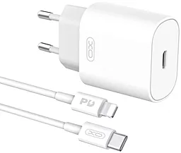 Мережевий зарядний пристрій XO L91 25w USB-C home charger + USB-C to Lightning cable white