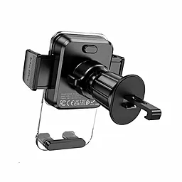 Автодержатель с беспроводной зарядкой Borofone BH209 Riley wireless fast charging car holder(air outlet) Black - миниатюра 4