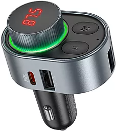 Автомобільний зарядний пристрій Hoco E72 FM Transmitter 30w PD 2xUSB-A/USB-C ports car charger grey