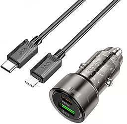 Автомобільний зарядний пристрій Hoco Z52 38w PD USB-C/USB-A ports car charger + USB-C to Lightning cable black