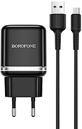 Сетевое зарядное устройство с быстрой зарядкой Borofone BA36A High speed 18w QC3.0 home charger + micro USB cable black