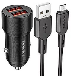 Автомобильное зарядное устройство Borofone BZ19 Wisdom 2.4a 2xUSB-A ports car charger + micro USB cable black
