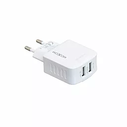 Сетевое зарядное устройство MOXOM KH-47 2.4a 2xUSB-A ports charger + micro USB cable white - миниатюра 3