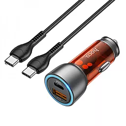 Автомобильное зарядное устройство Hoco NZ8 43w PD USB-C/USB-A ports car charger + USB-C to USB-C cable orange