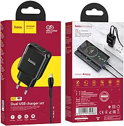 Сетевое зарядное устройство Hoco N7 2.1a 2xUSB-A ports charger + micro USB cable black - миниатюра 8