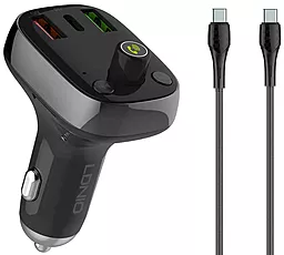 Автомобильное зарядное устройство с FM-модулятором и быстрой зарядкой LDNio C704Q 30w PD/QC4.0 2xUSB-A/USB-C ports car charger + USB-C to USB-C cable black