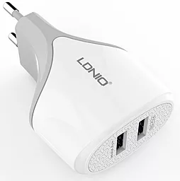 Сетевое зарядное устройство LDNio A2268 2.1a 2xUSB-A ports charger + micro USB cable grey