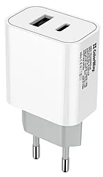 Сетевое зарядное устройство с быстрой зарядкой ColorWay V2 20w PD USB-C/USB-A ports charger white (CW-CHS025QPD-WT)