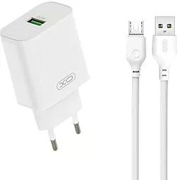 Сетевое зарядное устройство XO L103 18w QC3.0 home charger + micro USB cable white