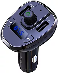 Автомобільний зарядний пристрій з FM трансмітером XO BCC05 15w 2xUSB-A ports car charger black