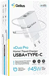 Сетевое зарядное устройство Gelius GP-HC053 X-Duo PRO 45w PD USB-C/USB-A ports charger + USB-C cable white - миниатюра 6