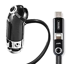 Автомобільний зарядний пристрій Remax RCC211 2.4a car charger + Lightning/micro USB cable Black