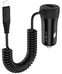 Автомобильное зарядное устройство Hoco Z21A 2.4a car charger + Lightning cable black