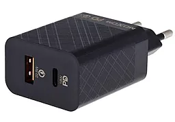 Мережевий зарядний пристрій з швидкою зарядкою MOXOM MX-HC27 22.5w PD USB-C/USB-A ports charger black