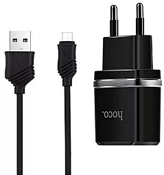 Сетевое зарядное устройство Hoco C11 1a home charger + micro USB cable black