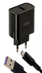 Сетевое зарядное устройство с быстрой зарядкой XO L63 15w QC3.0 home charger + micro USB cable black