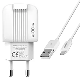 Мережевий зарядний пристрій MOXOM KH-47 2.4a 2xUSB-A ports charger + micro USB cable white