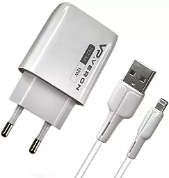 Сетевое зарядное устройство Veron AC62L 2.4a 2xUSB-A home charger + Lightning cable white