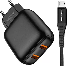Сетевое зарядное устройство Jellico C33 12W 2.4A 2xUSB-A + micro USB Сable black