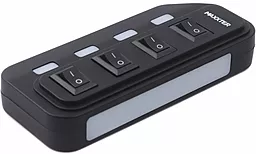 USB хаб Maxxter 4xUSB 2.0 + Adapter 5V 1A Black (HU2A-4P-AC-02) - миниатюра 2