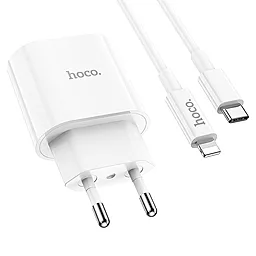 Мережевий зарядний пристрій Hoco C94A Metro 20w PD USB-C fast charger + USB-C to Lightning cable white