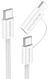 USB PD Кабель Borofone BX104 60w 3a 2-in-1 USB Type-C to Type-C/Lightning cable white