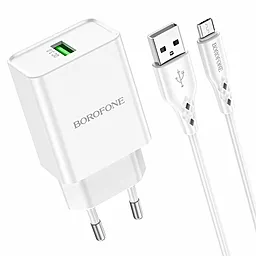 Мережевий зарядний пристрій Borofone BN5 Jingrui 18w QC3.0 home charger + micro USB cable white