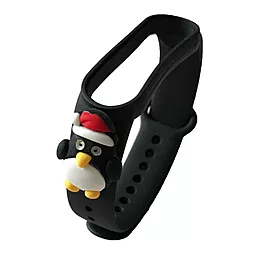 Сменный ремешок для фитнес трекера Xiaomi Mi Band 5/6 NEW YEAR Black Penguin