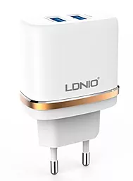 Сетевое зарядное устройство LDNio DL-AC52 2.4a 2xUSB-A ports charger + Lightning cable white