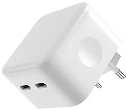 Мережевий зарядний пристрій з швидкою зарядкою Apple 35W Dual USB-C Port Power Adapter + USB-C to Lightning cable HQ Copy white - мініатюра 2