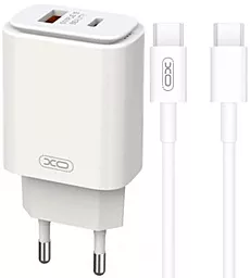 Сетевое зарядное устройство XO L90A 20w PD USB-C/USB-A ports charger + USB-C to USB-C cable white