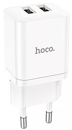 Сетевое зарядное устройство Hoco N25 2.1a 2xUSB-A ports charger white