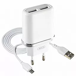 Сетевое зарядное устройство XO L52 2.1a 2xUSB-A ports charger + micro USB cable white
