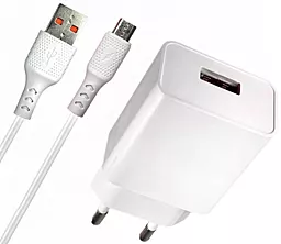 Мережевий зарядний пристрій Veron AD14M home charger 2.4a + micro USB cable white