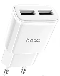 Сетевое зарядное устройство Hoco C88A 2.4a 2xUSB-A ports charger white