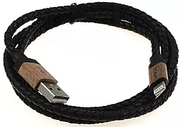 USB Кабель Usams Leather Lightning Cable Black