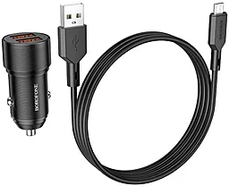 Автомобильное зарядное устройство Borofone BZ19B Wisdom 36w QC3.0 2xUSB-A ports car charger + miro USB cable black