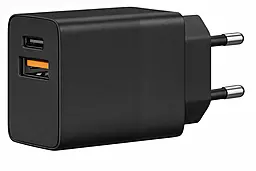 Сетевое зарядное устройство с быстрой зарядкой 4U Gespeed GaN 20W USB-C/USB-A black (YD-20AUC) - фото Сетевое зарядное устройство с быстрой зарядкой 4U Gespeed GaN 20W USB-C/USB-A black (YD-20AUC)