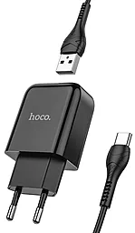 Сетевое зарядное устройство Hoco N2 Vigour 2.1a home charger + USB-C cable black