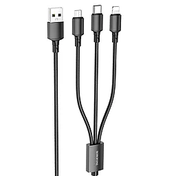 USB Кабель Borofone BX72 3-in-1 USB Type-C/Lightning/micro USB Cable Black