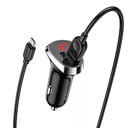 Автомобильное зарядное устройство Borofone BZ15 Auspicious 2.4a 2xUSB-A ports car charger + micro USB cable black