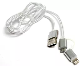 USB Кабель PowerPlant Quick Charge 2-in-1 USB Lightning/micro USB Cable Silver (KD00AS1290)