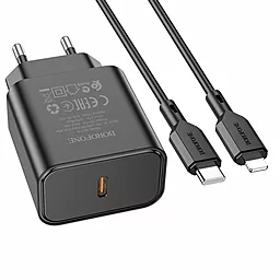 Сетевое зарядное устройство Borofone BA71A Power 20w PD USB-C home charger + USB-C to Lightning cable black