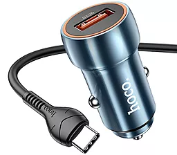 Автомобильное зарядное устройство Hoco Z46 18w QC3.0 car charger + USB-C cable blue