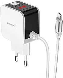 Сетевое зарядное устройство Borofone BA41A Power Lake 2.4a 2xUSB-A ports charger + micro USB cable white